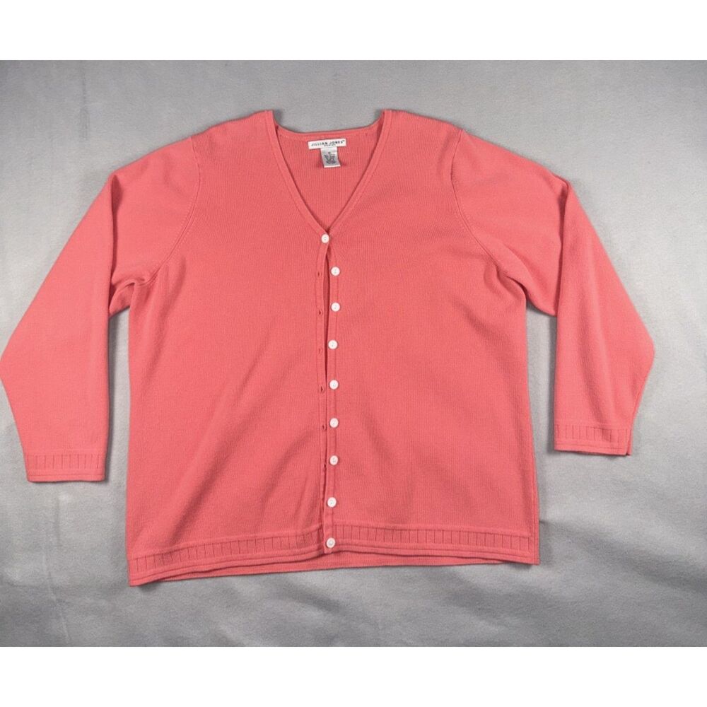 Vintage Jillian Jones Coral Pink Button Cardigan Size 1X